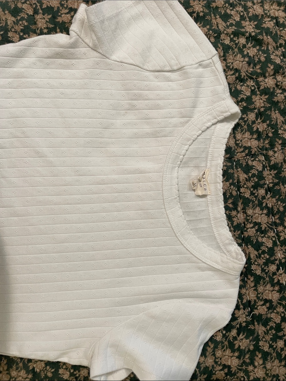 Marea By Liz Joy White Short-Sleeve Ribbed Tee Pointelle - Picture 5 of 6
